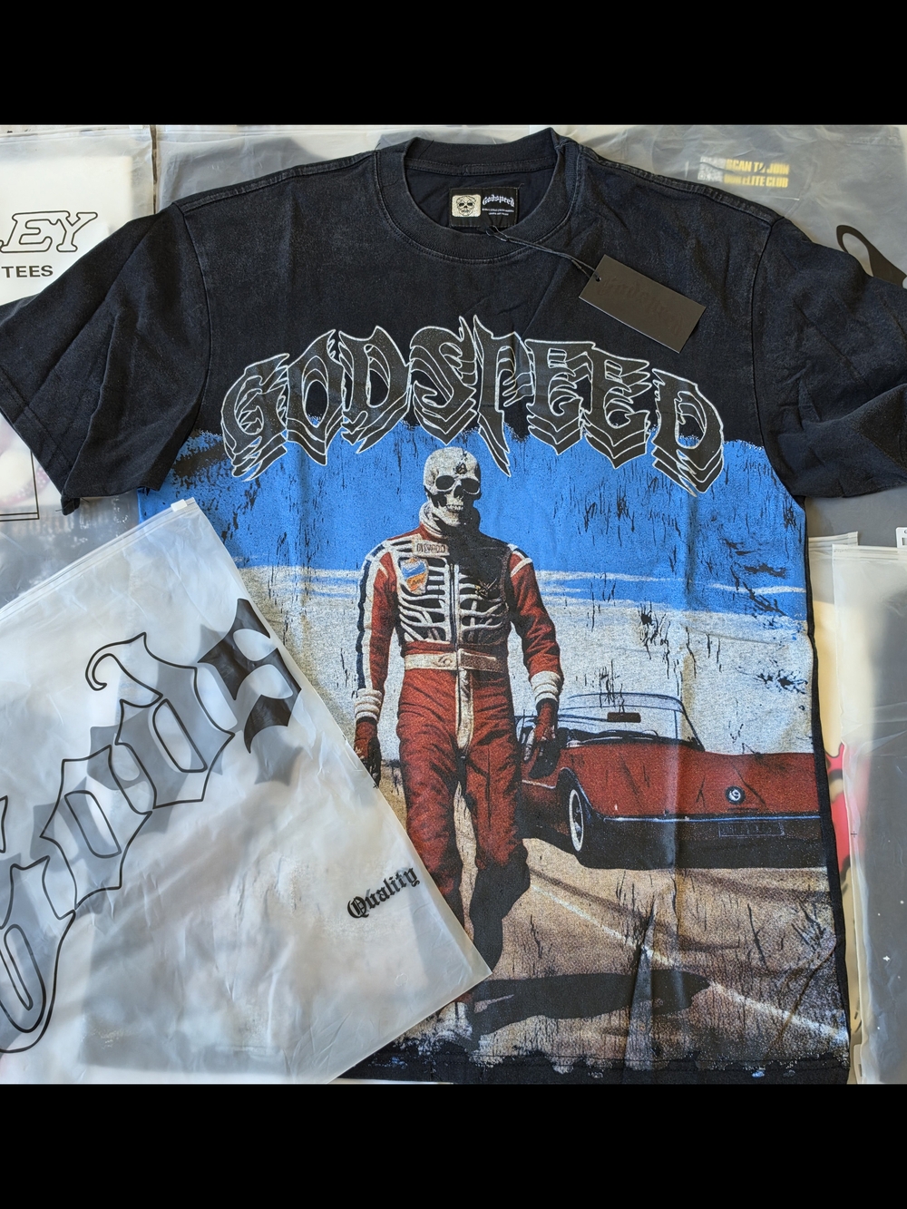 Godspeed Graphic Kids Tee - Black/Blue/Red